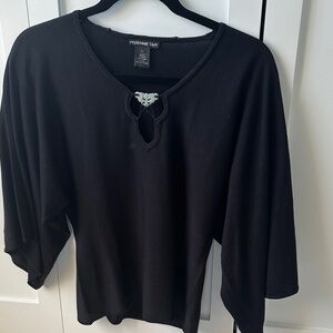 Vivienne Tam Black Blouse with Keyhole Detail